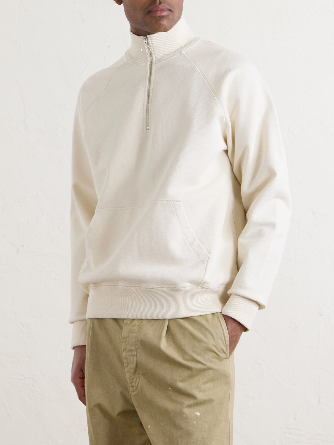 Cotton-Jersey Half-Zip Sweater