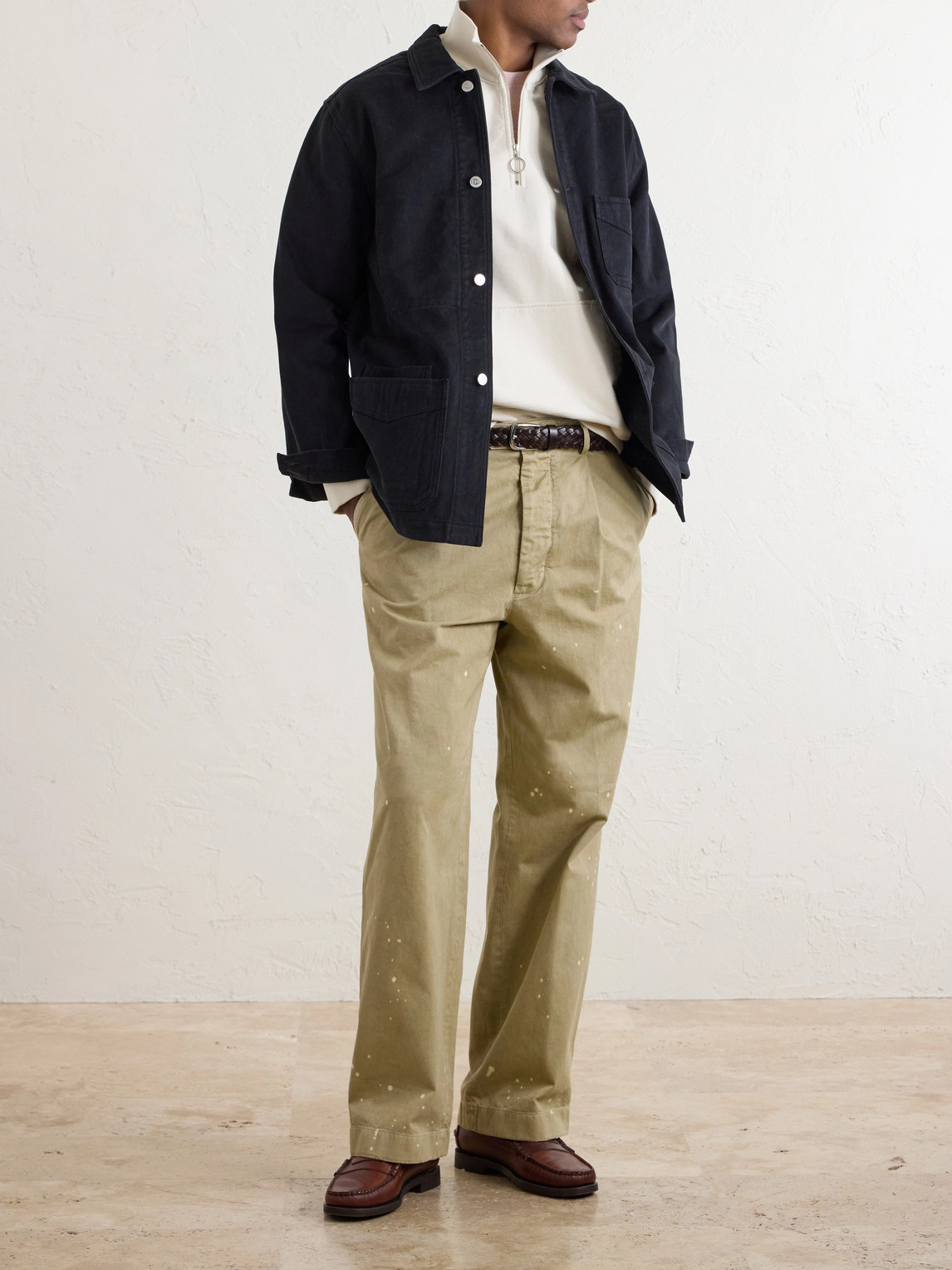 Cotton-Jersey Half-Zip Sweater