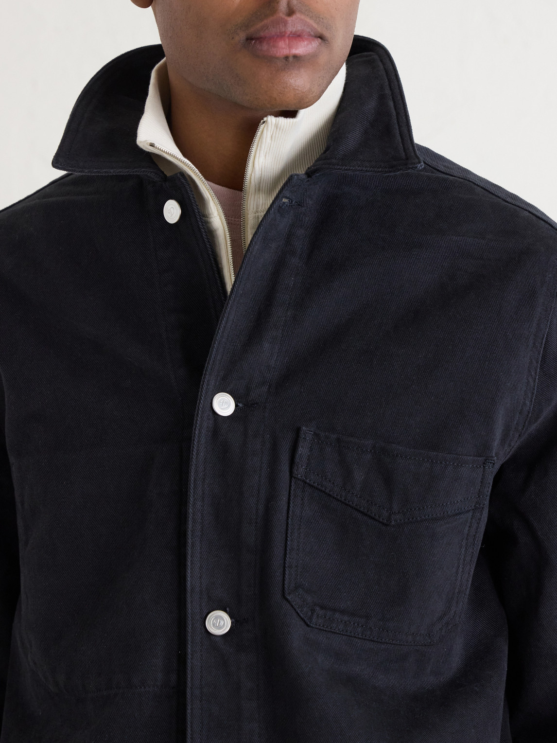 Drake's Denim Chore Jacket In Black