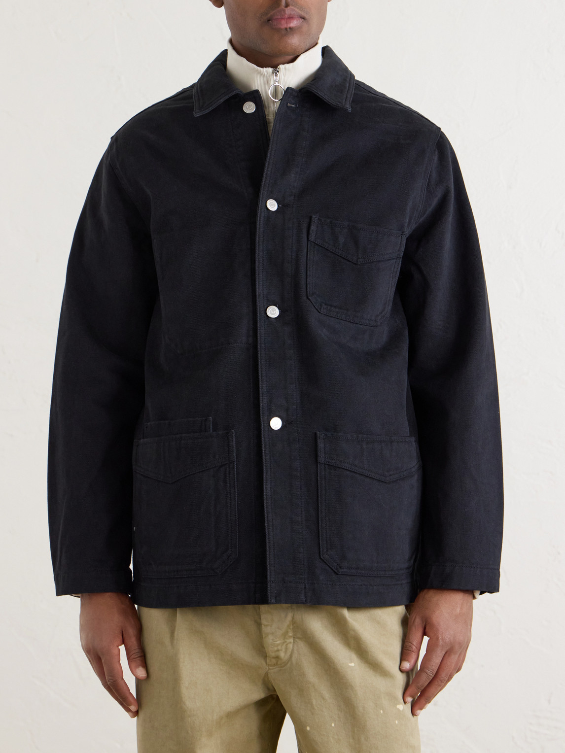 Drake's - Denim Chore Jacket - Men - Black - Uk/us 40 