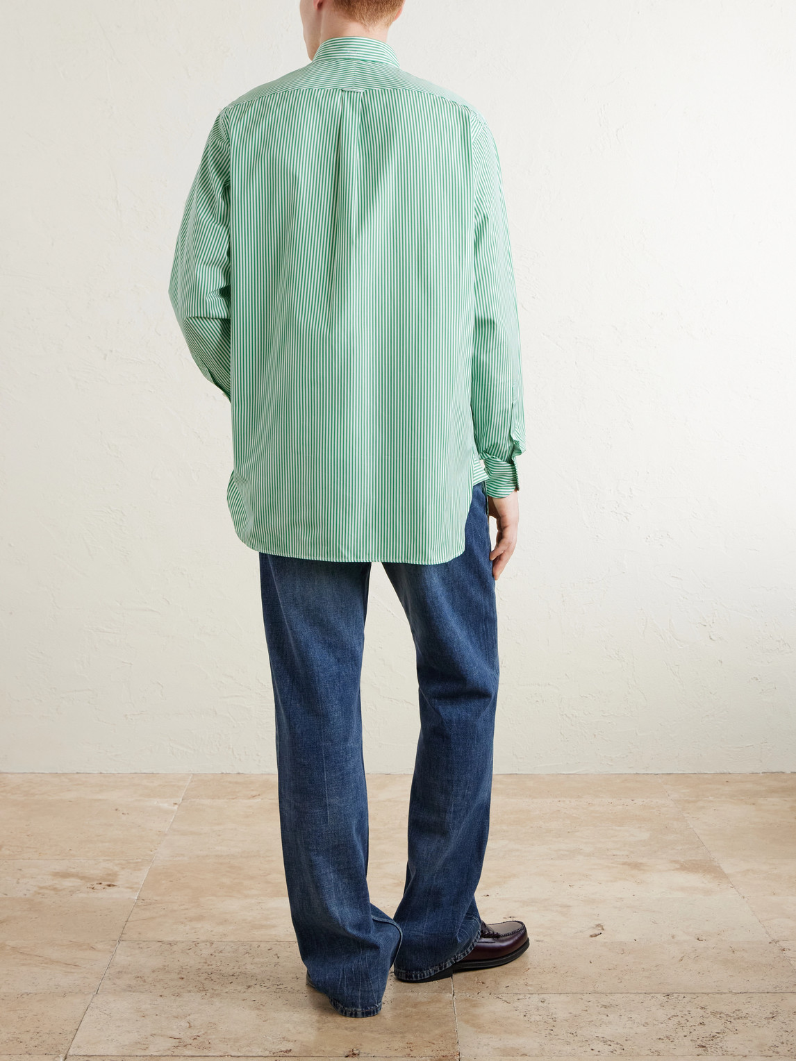 Button-Down Collar Striped Cotton-Poplin Shirt