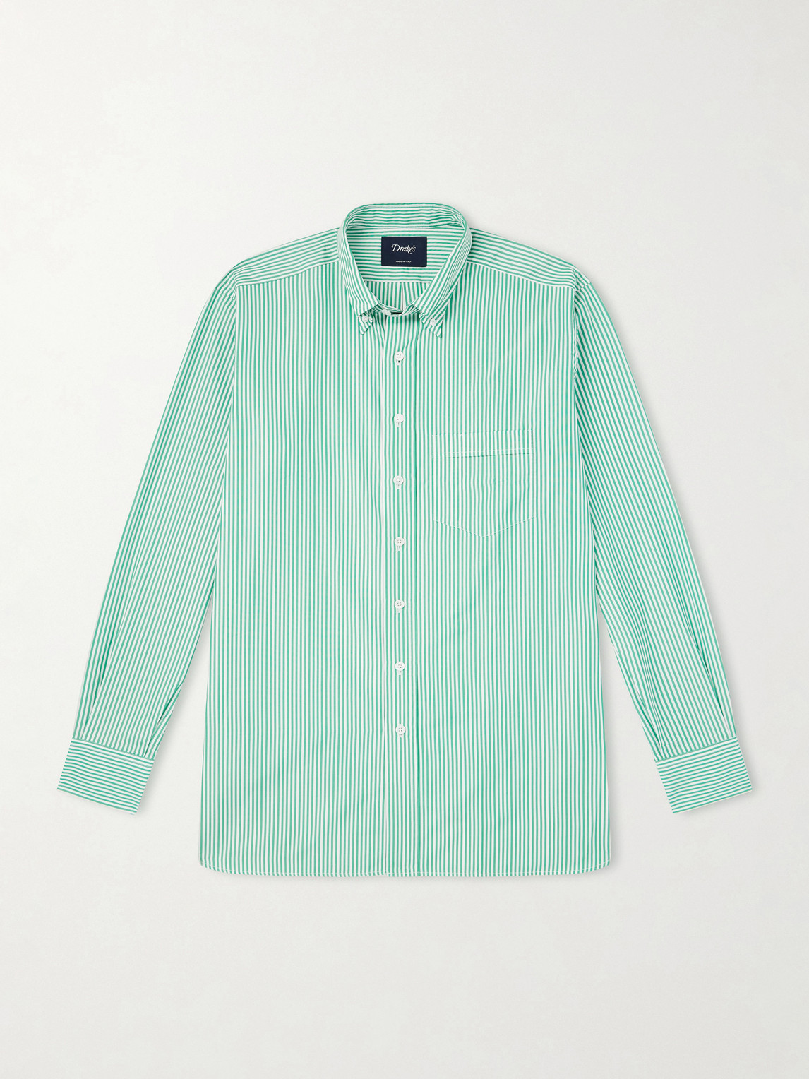 Drake's Button-Down Collar Striped Cotton-Poplin Shirt - Men
