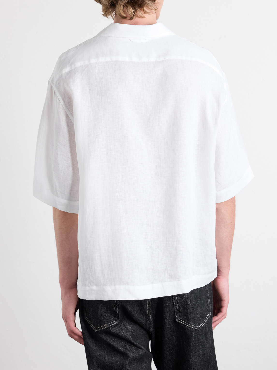 Convertible-Collar Linen Shirt