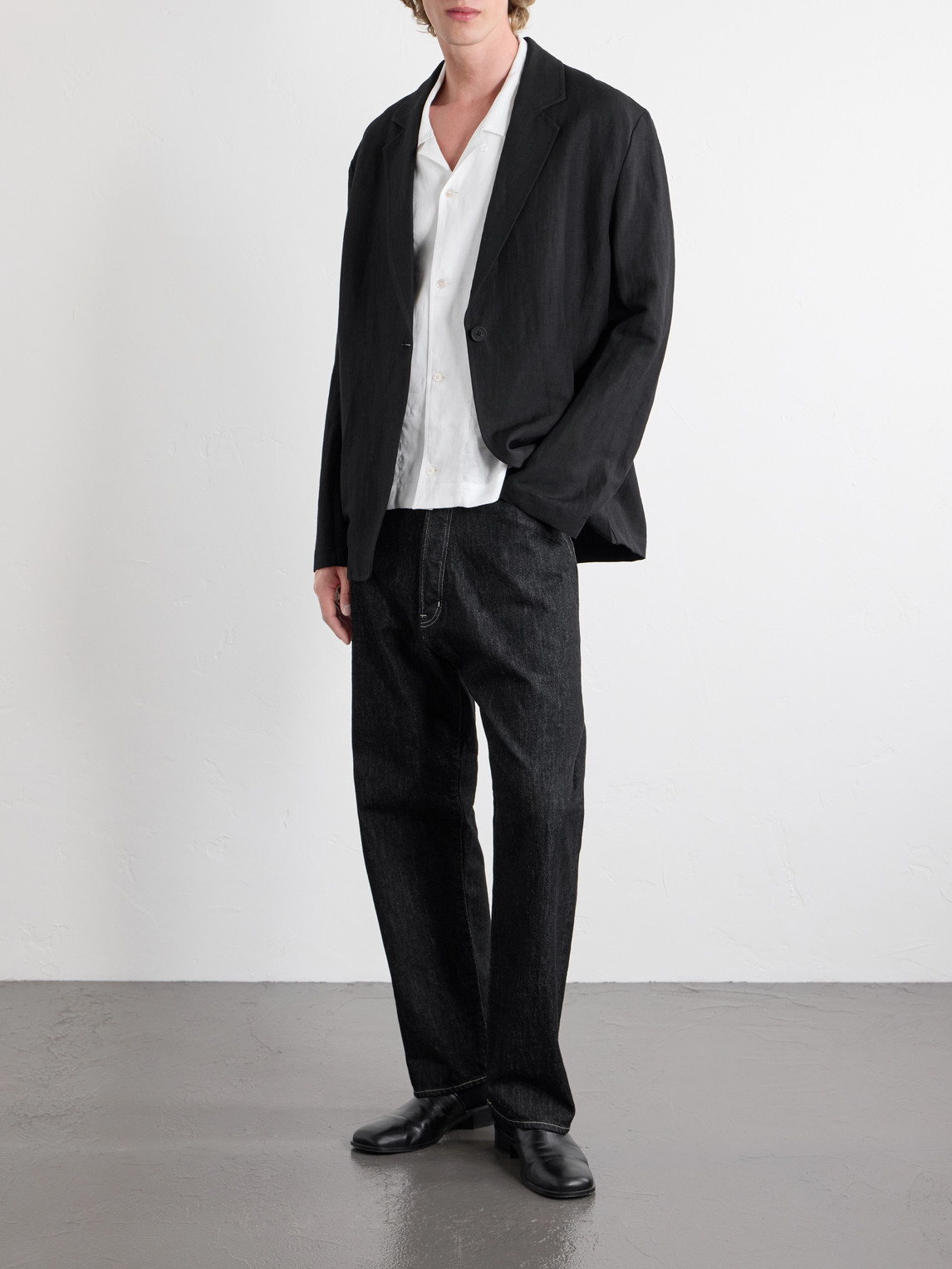 Convertible-Collar Linen Shirt