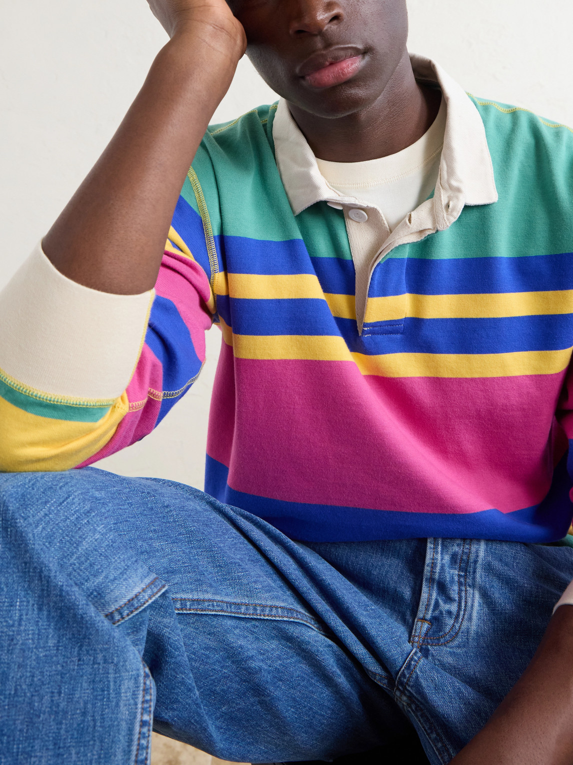 Striped Cotton-Jersey Polo Shirt