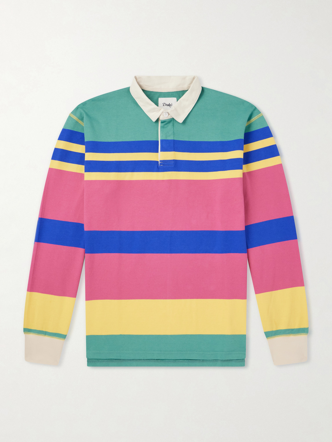 Drake's Striped Cotton-jersey Polo Shirt In Multi