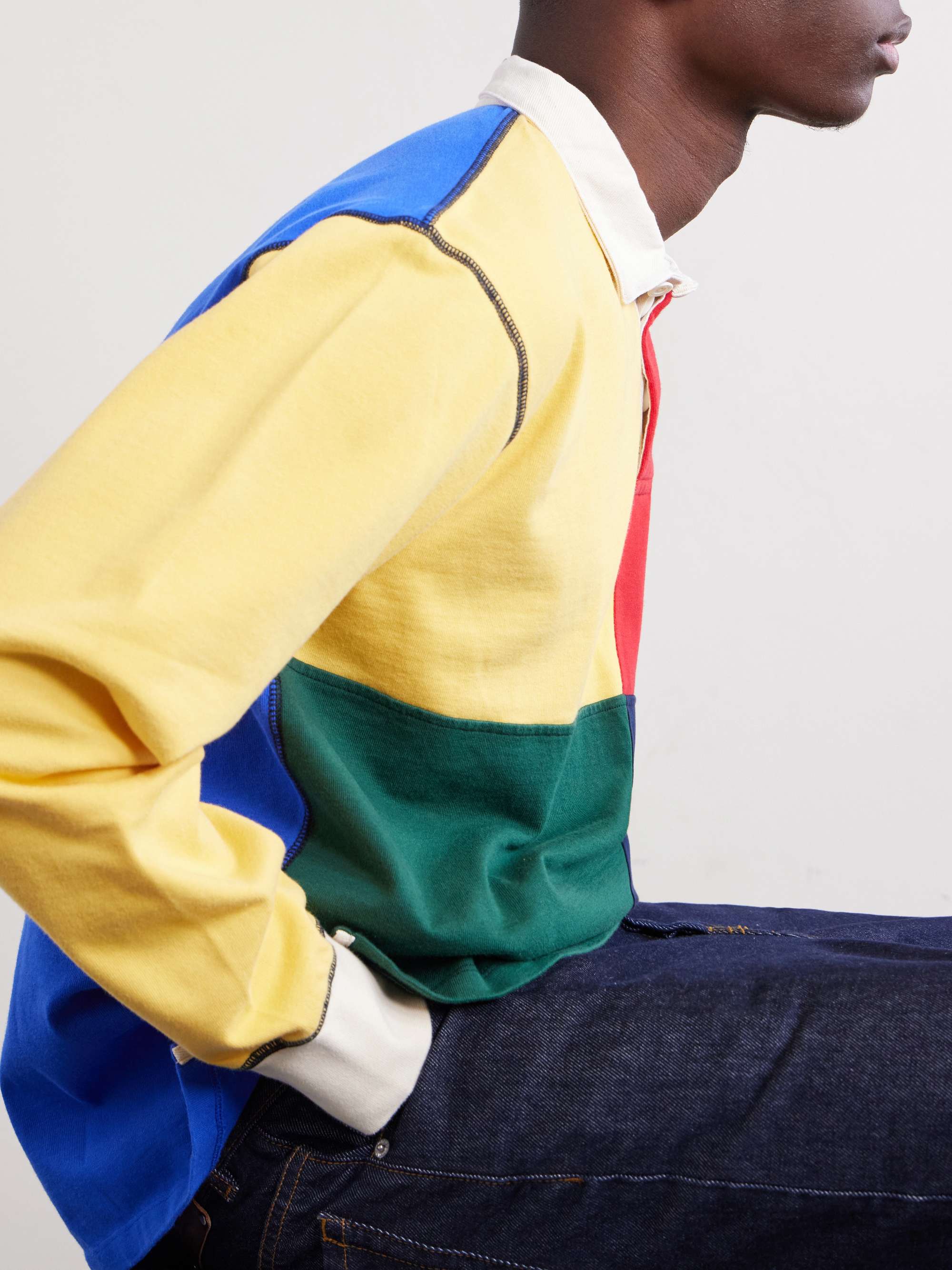 DRAKE'S Colour-Block Cotton-Jersey Rugby Shirt for Men | MR PORTER