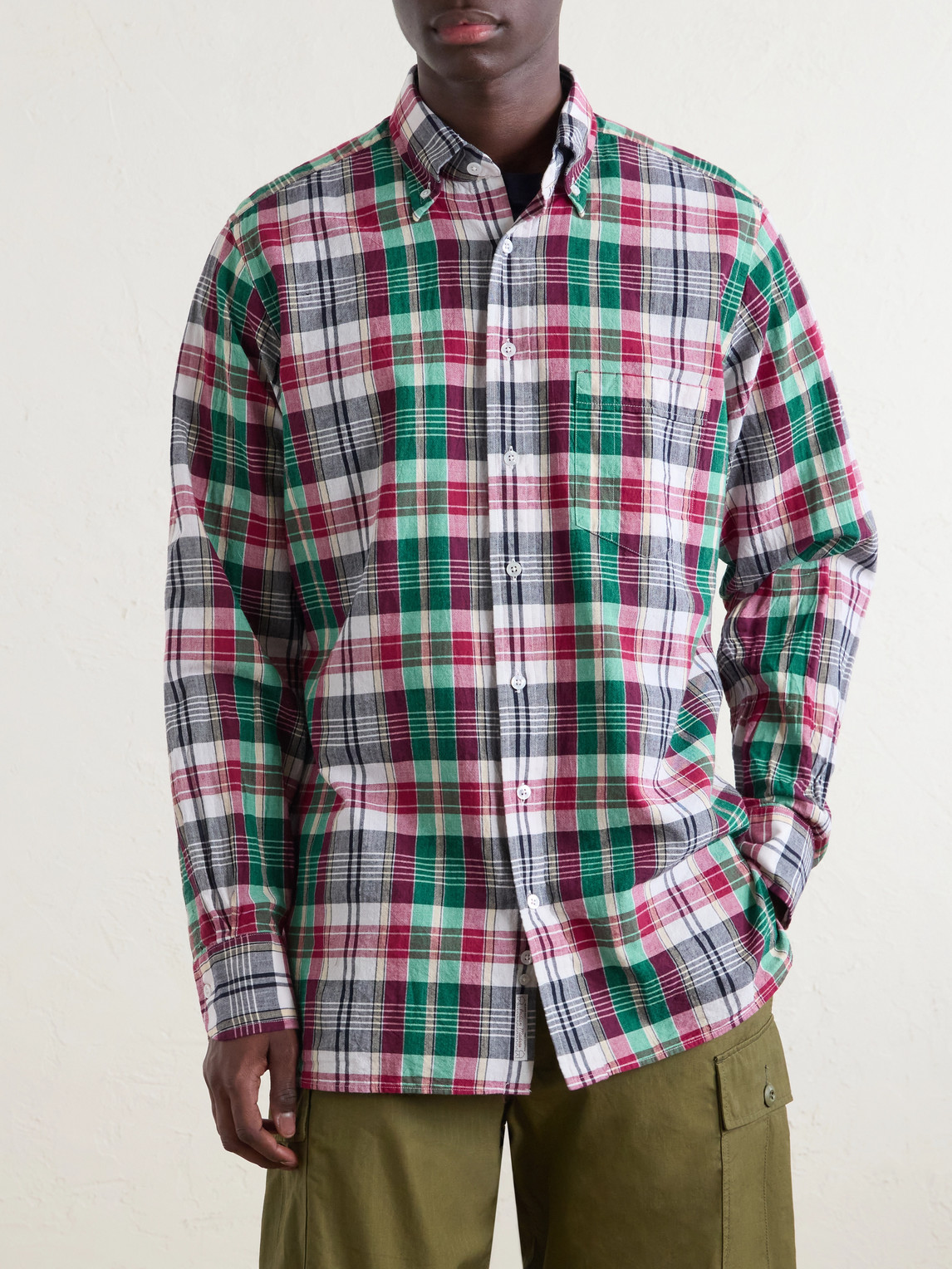 Drake's - Button-down Collar Checked Cotton Shirt - Men - Multi - S 