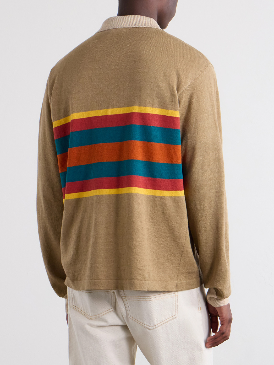Striped Linen And Cotton-Blend Polo Shirt