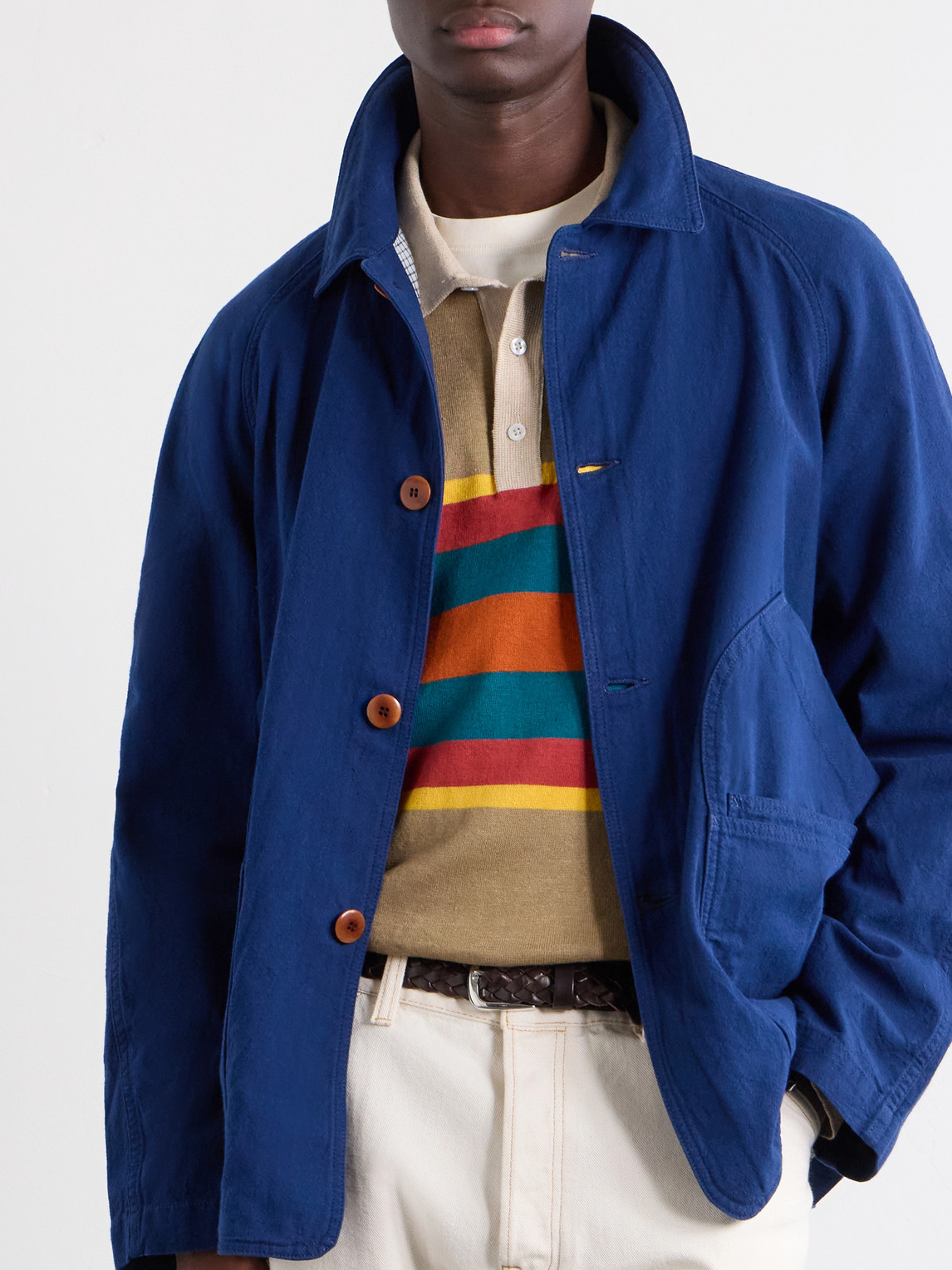 Striped Linen And Cotton-Blend Polo Shirt