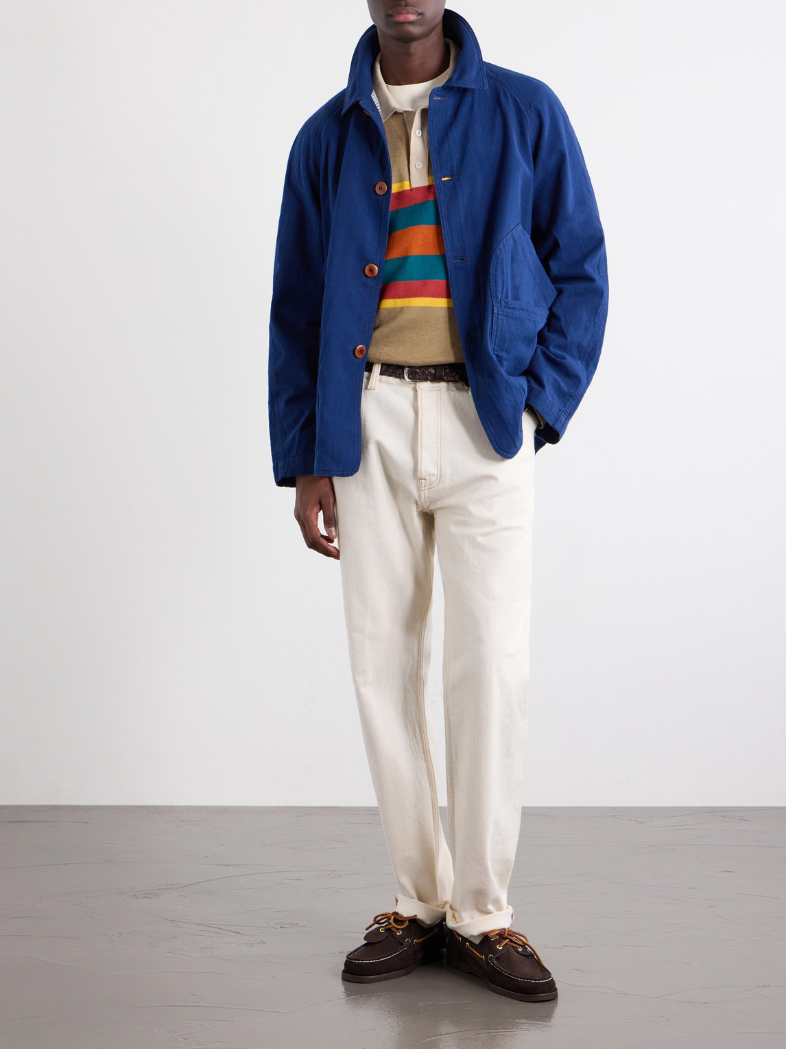 Striped Linen And Cotton-Blend Polo Shirt