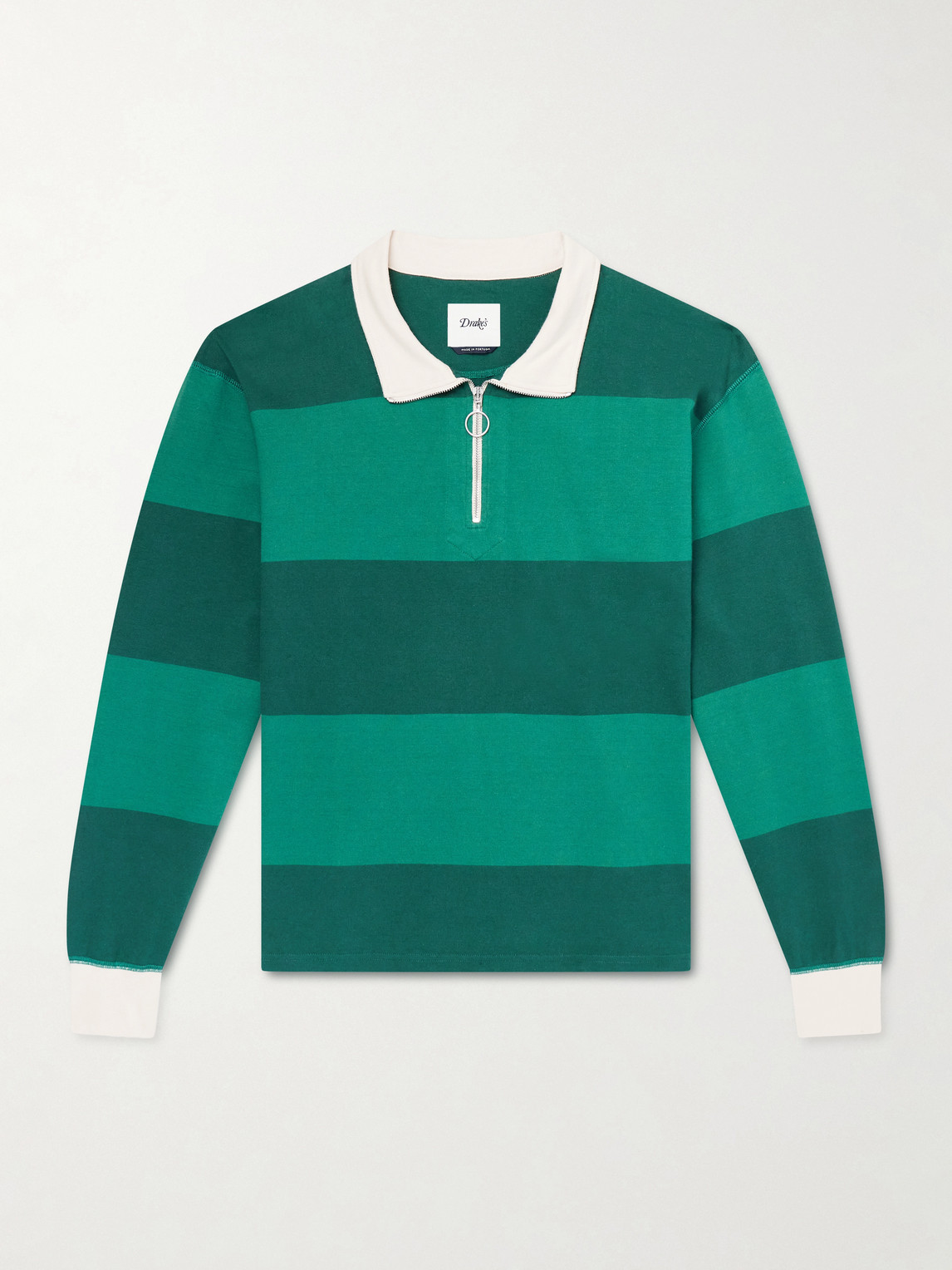 Drake's Striped Cotton-Jersey Half-Zip Polo Shirt - Men