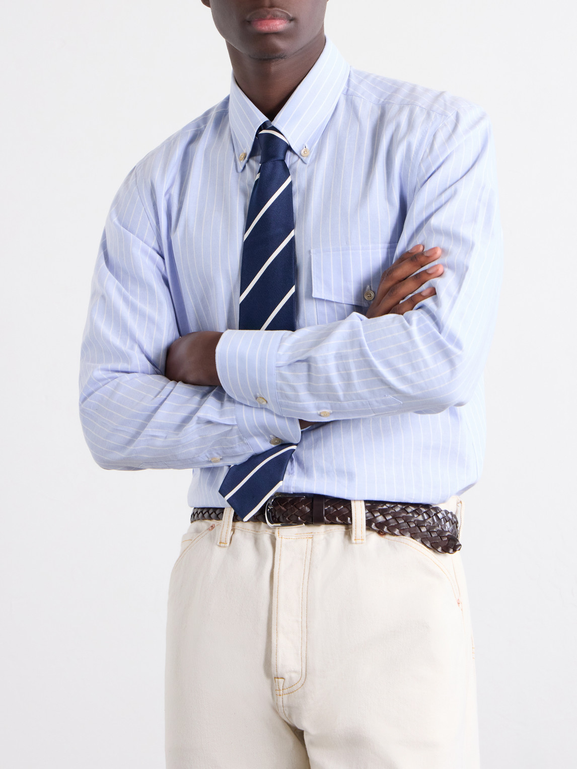 Drake's - 7cm Striped Silk Tie - Men - Blue 