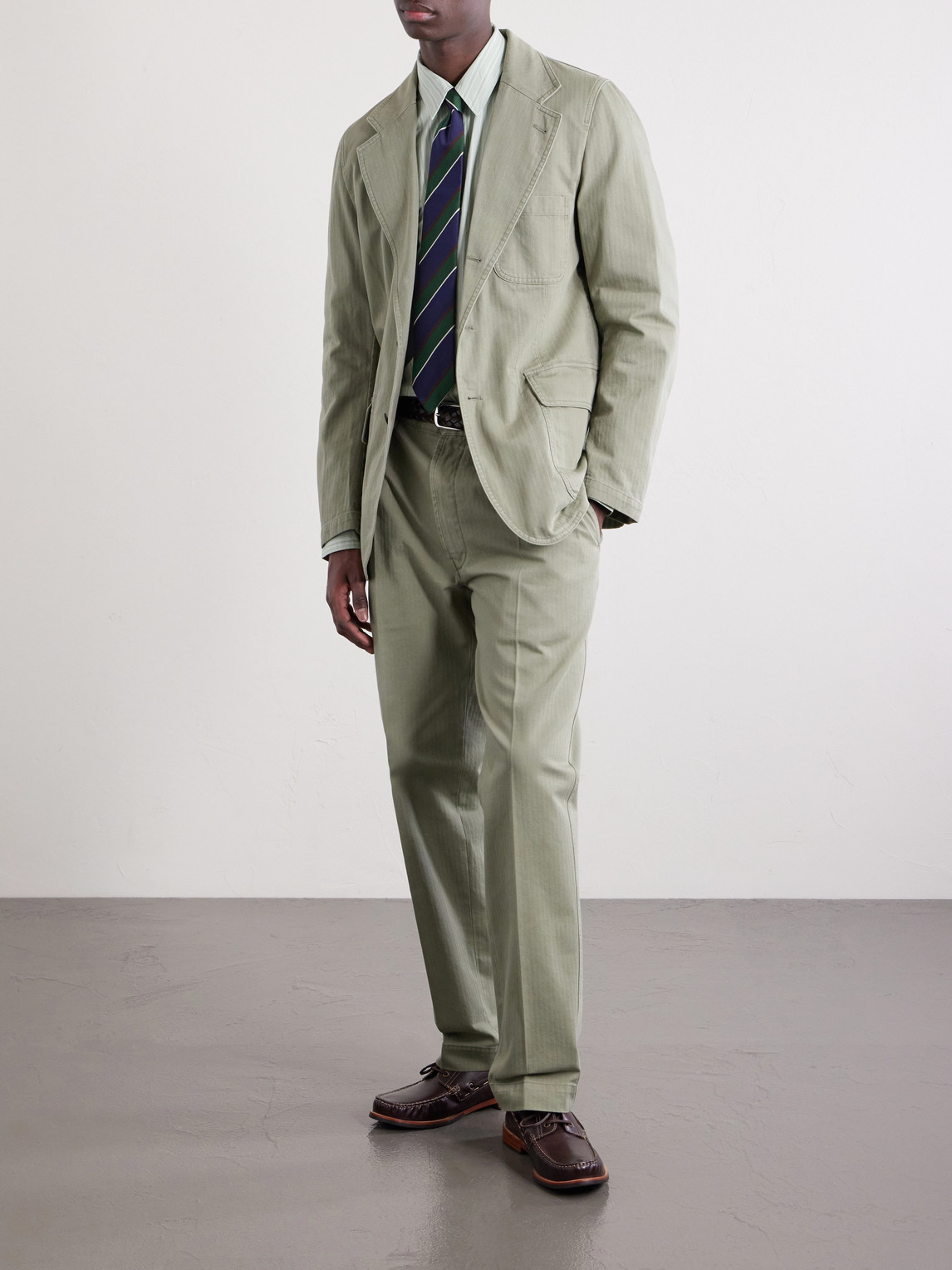 Games Straight-Leg Herringbone Cotton Suit Trousers