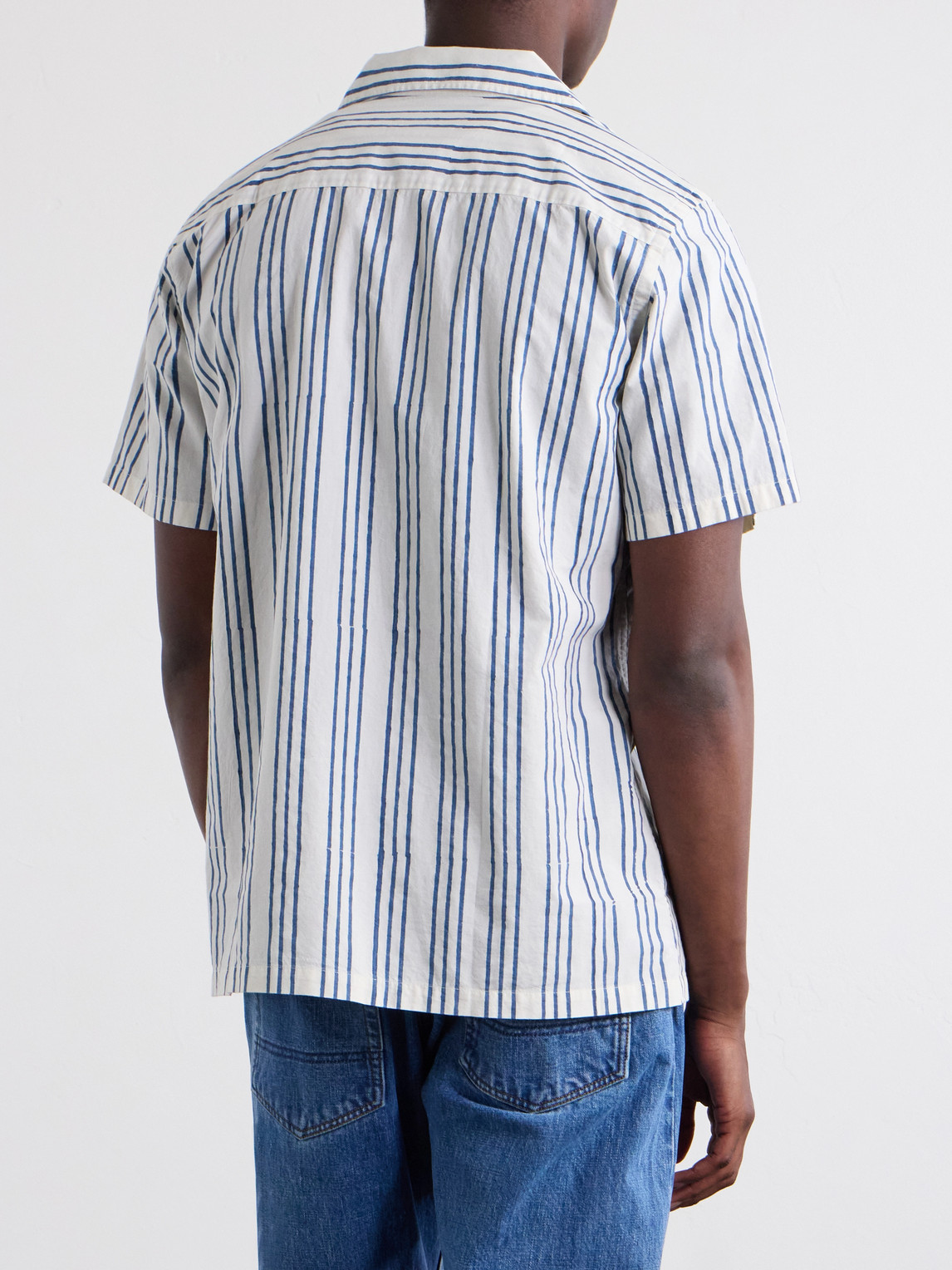 Camp-Collar Striped Cotton-Poplin Shirt