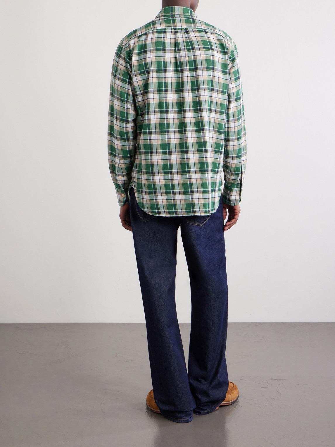  Drake's - Checked Cotton Shirt - Men - Green - S 