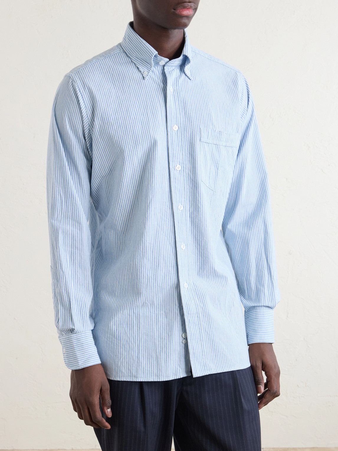 Drake's Button-Down Collar Striped Cotton Shirt - Men | Thumbnail 3 Drake's Button-Down Collar Striped Cotton Shirt - Men | Thumbnail 3