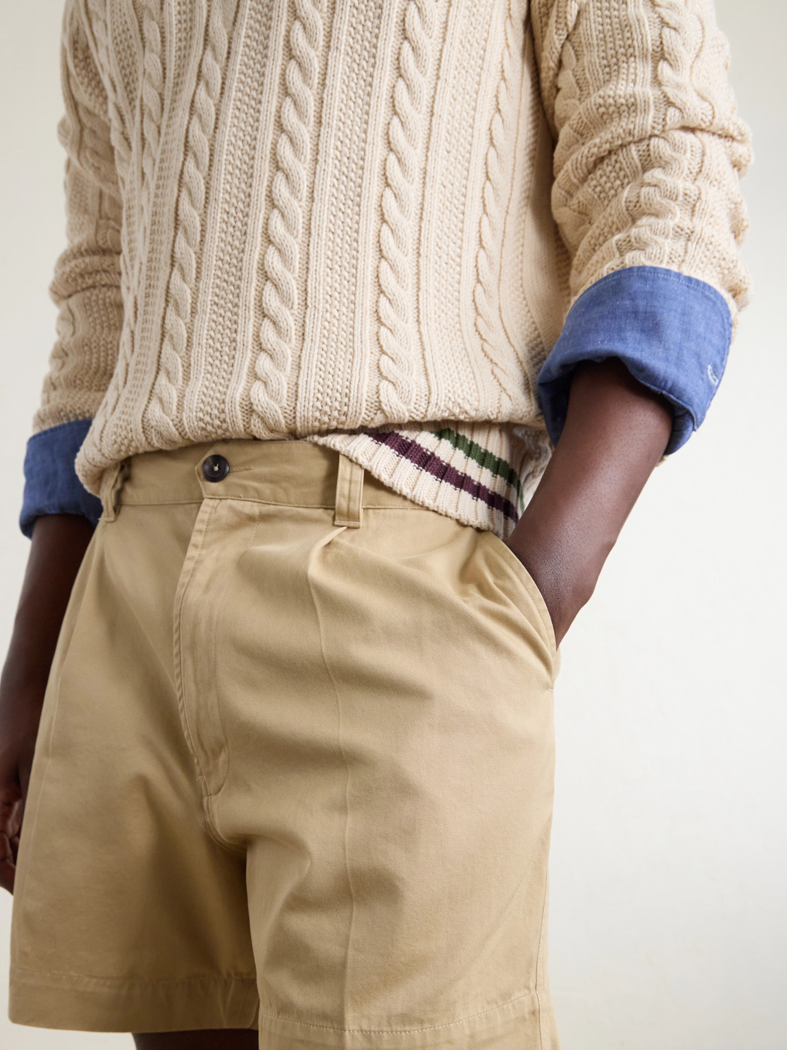 Drake's Straight-Leg Pleated Cotton Twill Chino Shorts - Men | Thumbnail 5 Drake's Straight-Leg Pleated Cotton Twill Chino Shorts - Men | Thumbnail 5