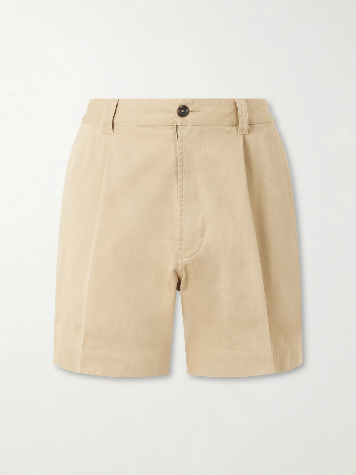 Drake's Straight-leg Pleated Cotton Twill Chino Shorts In Neutral