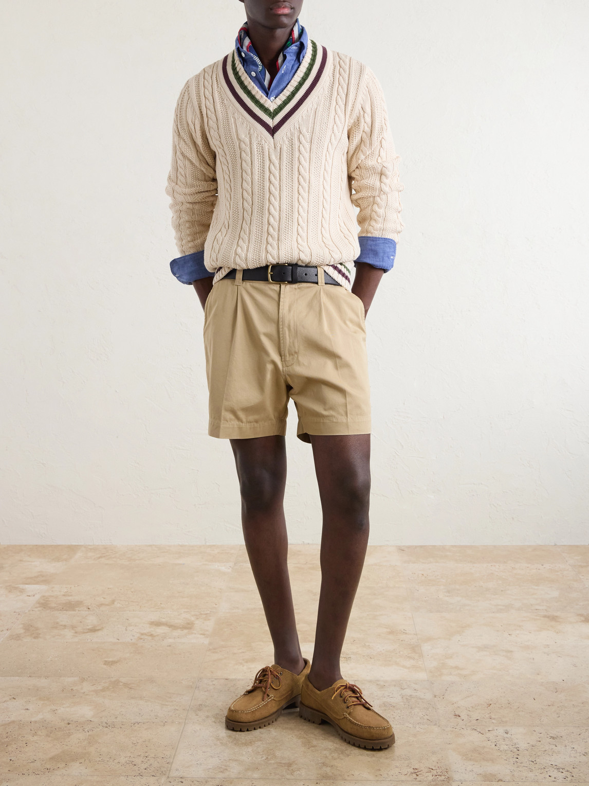Drake's Straight-Leg Pleated Cotton Twill Chino Shorts - Men | Thumbnail 2 Drake's Straight-Leg Pleated Cotton Twill Chino Shorts - Men | Thumbnail 2