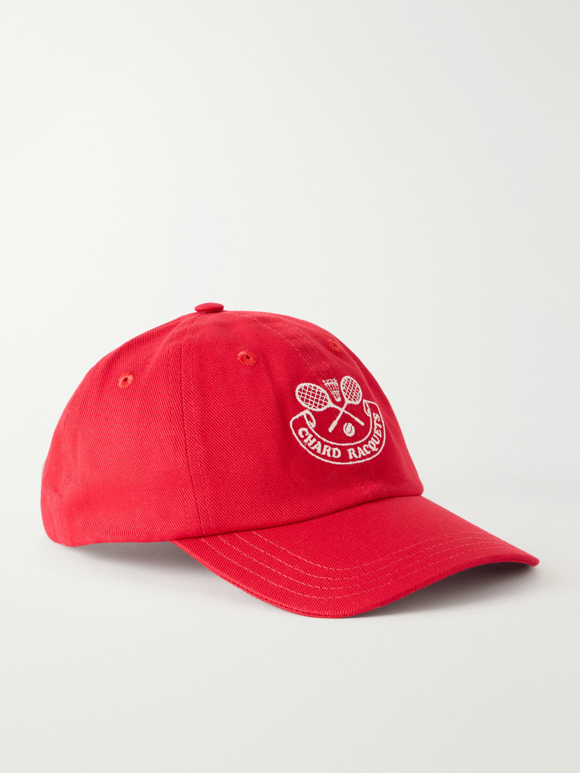 Drake's Embroidered Cotton-twill Cap In Red