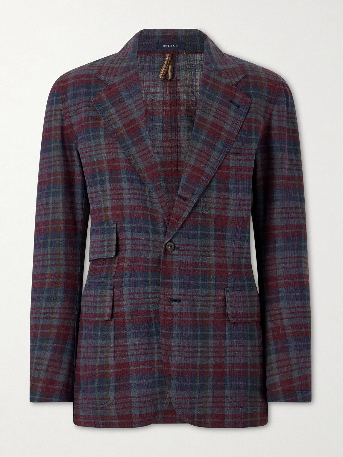 Drake's Madras Games Checked Linen-blend Blazer In Multi