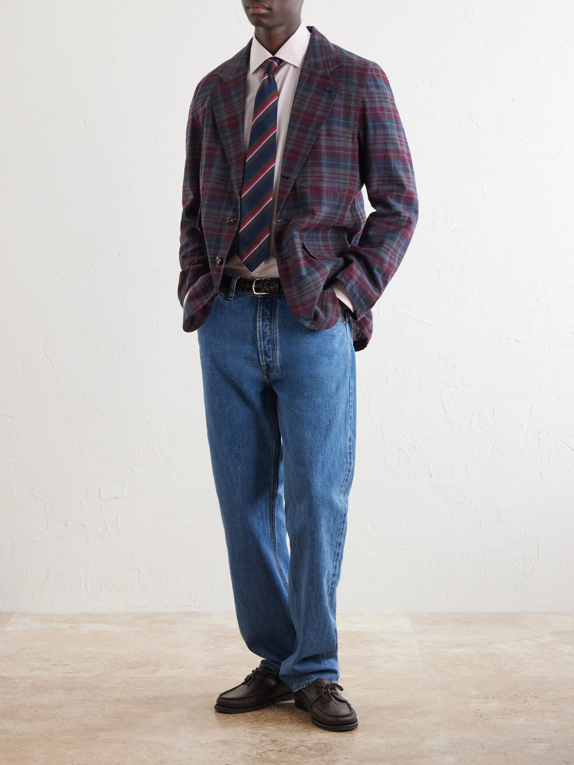 Madras Games Checked Linen-Blend Blazer