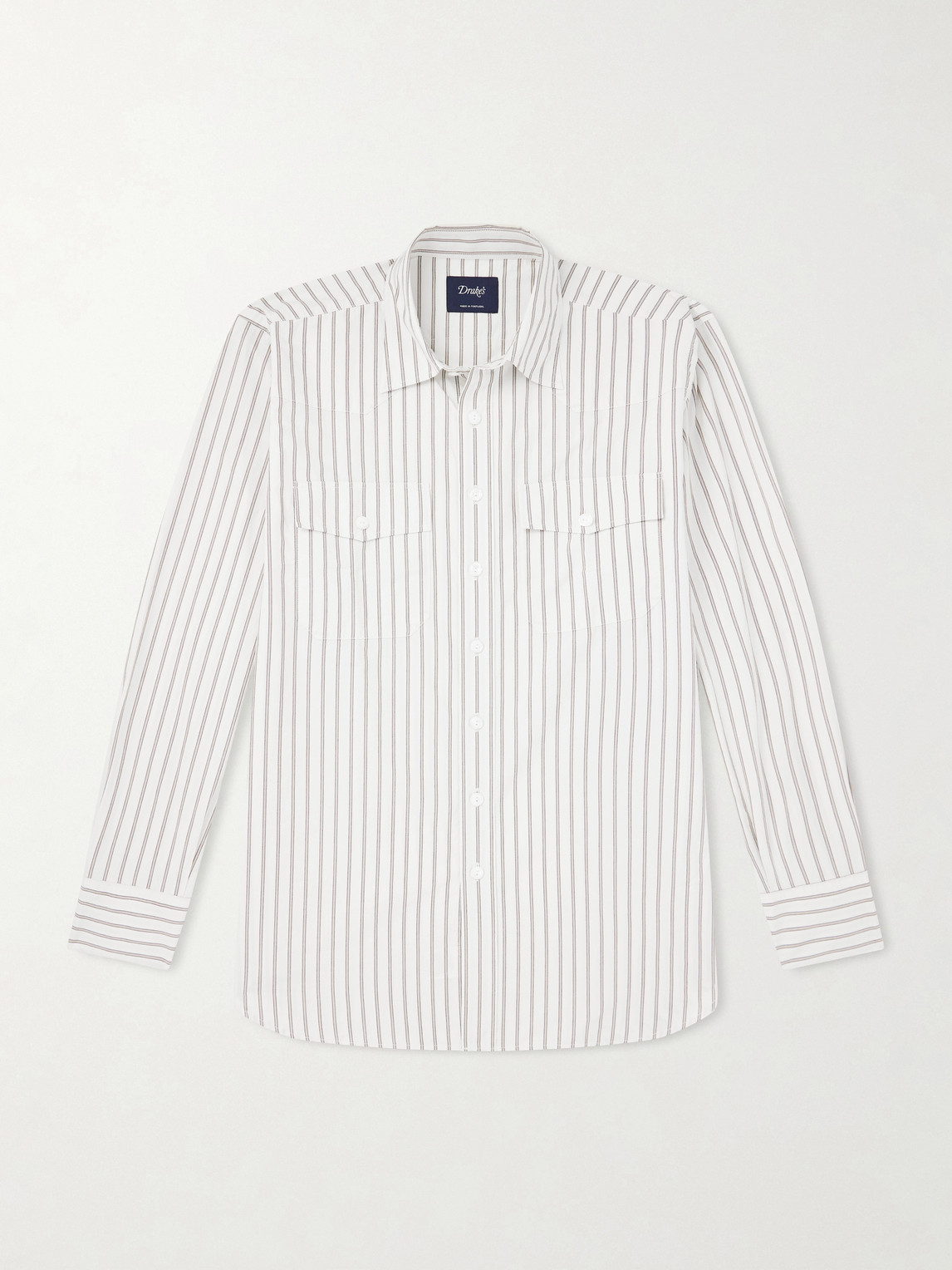 Drake's Striped Cotton-Poplin Shirt - Men