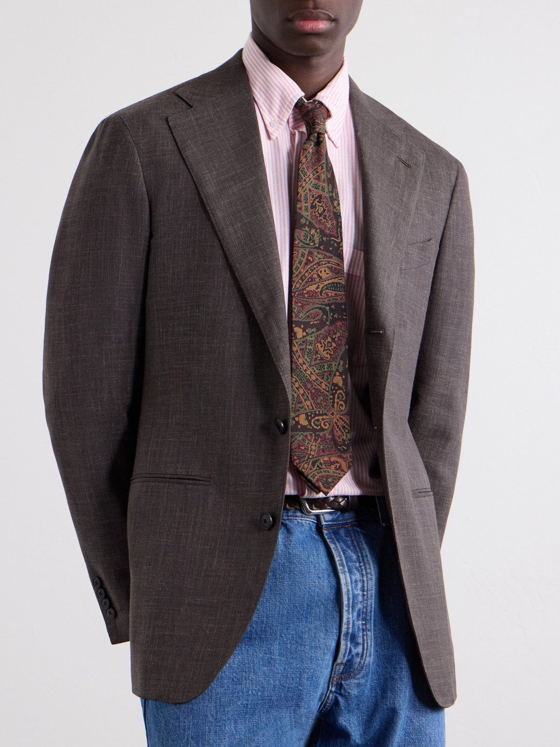  Drake's - 7cm Paisley-print Wool And Silk-blend Tie - Men - Brown 