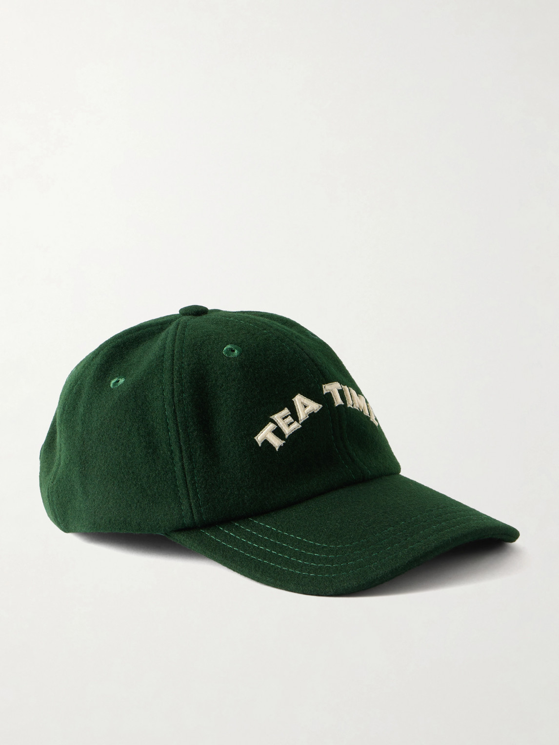 Drake's Tea Time Embroidered Wool Baseball Cap In Green