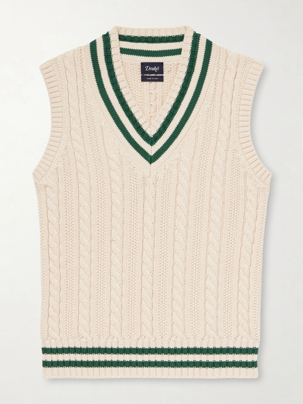 Drake's Cricket Knitted Cotton And Cashmere-blend Vest In Neutral