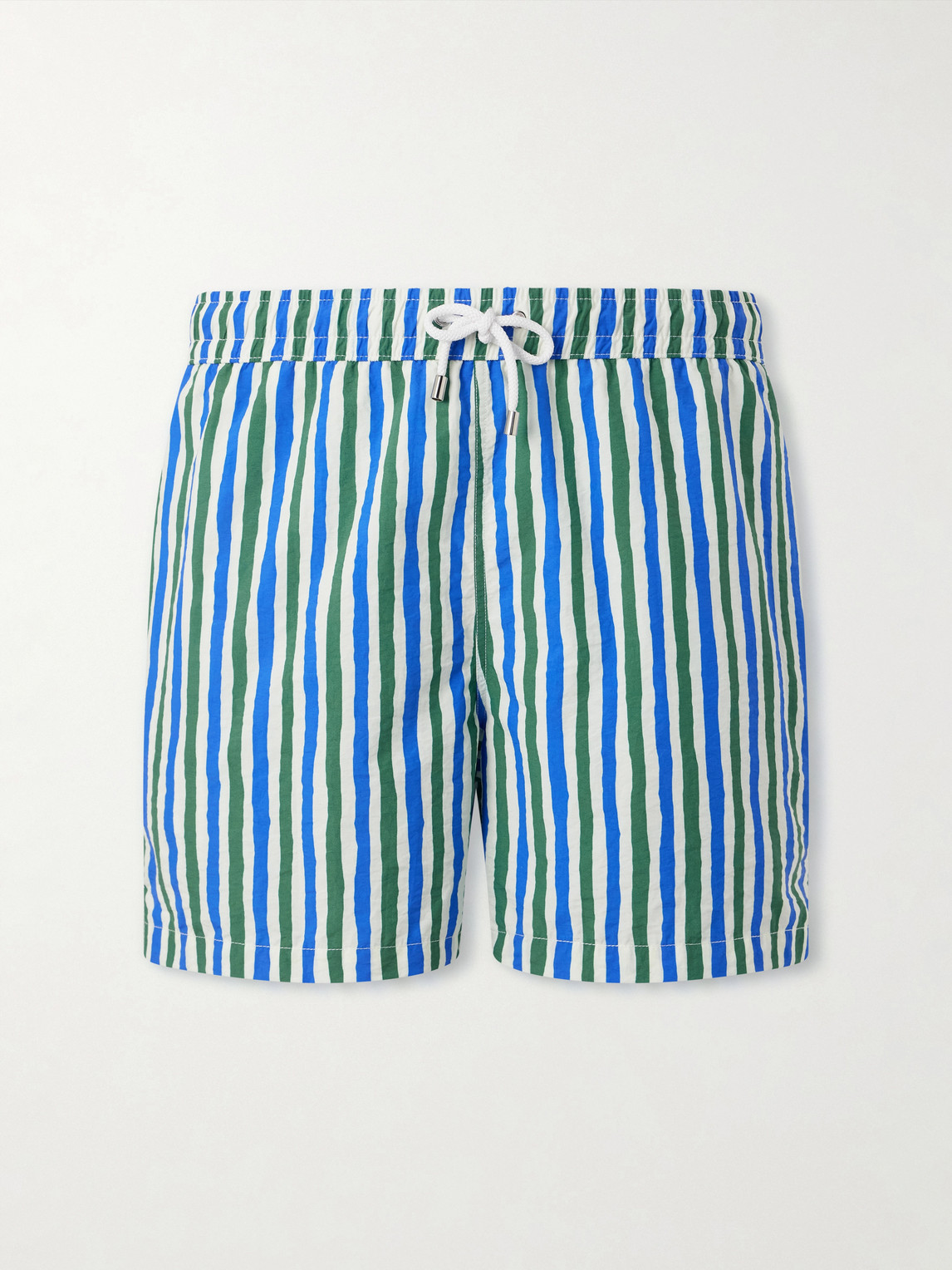 Drake's Straight-leg Mid-length Striped Swim Shorts In Blue