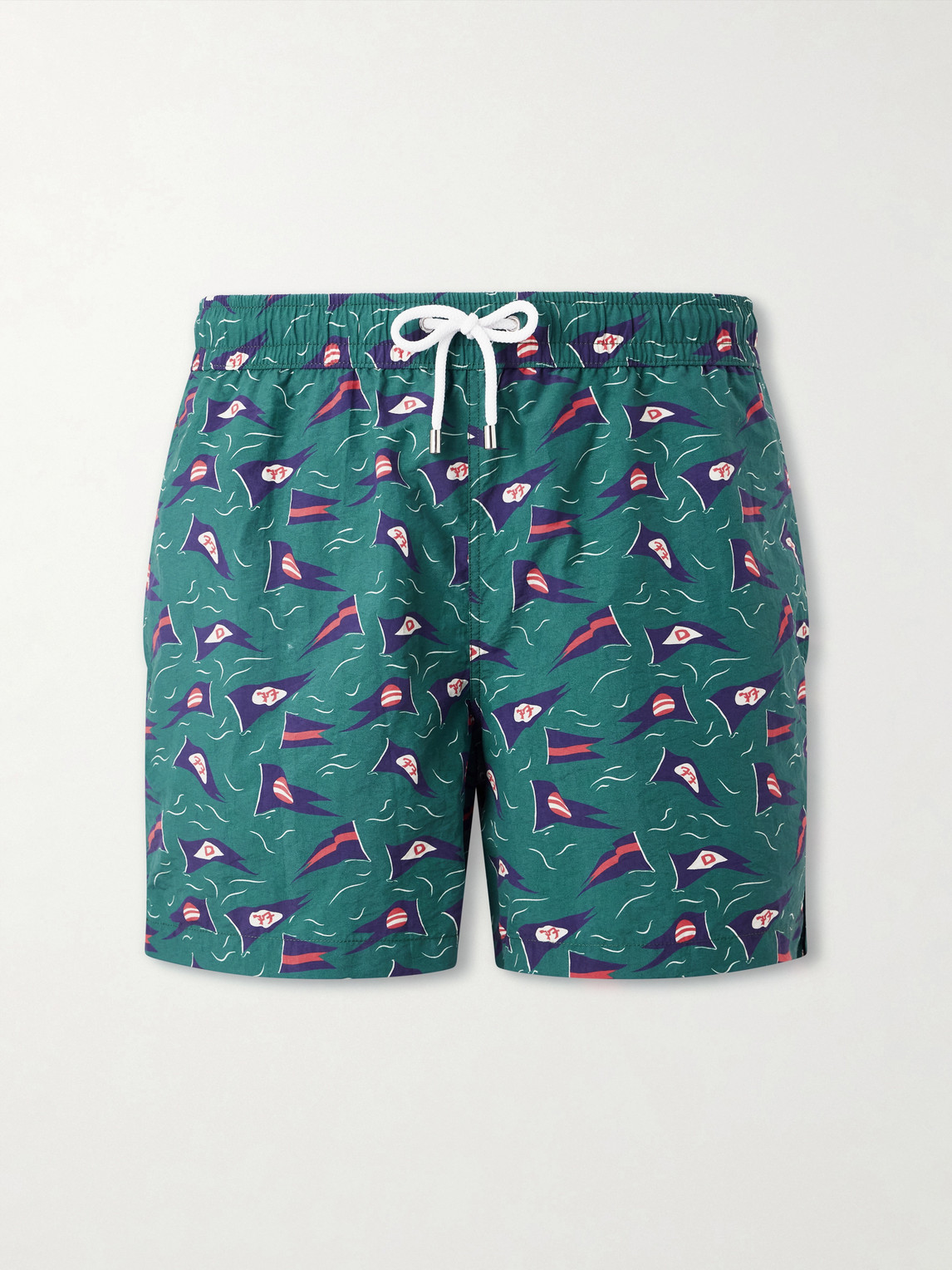Drake's Straight-leg Mid-length Printed Swim Shorts In Green