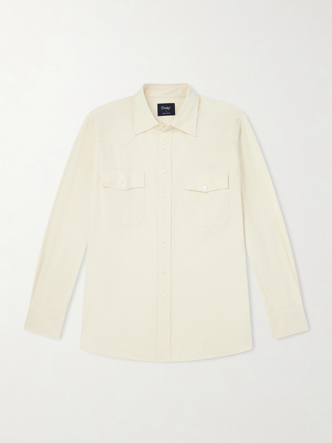 Drake's Cotton-corduroy Shirt In White