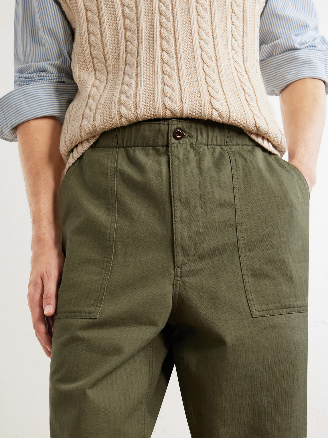 Straight-Leg Cotton-Blend Cargo Trousers