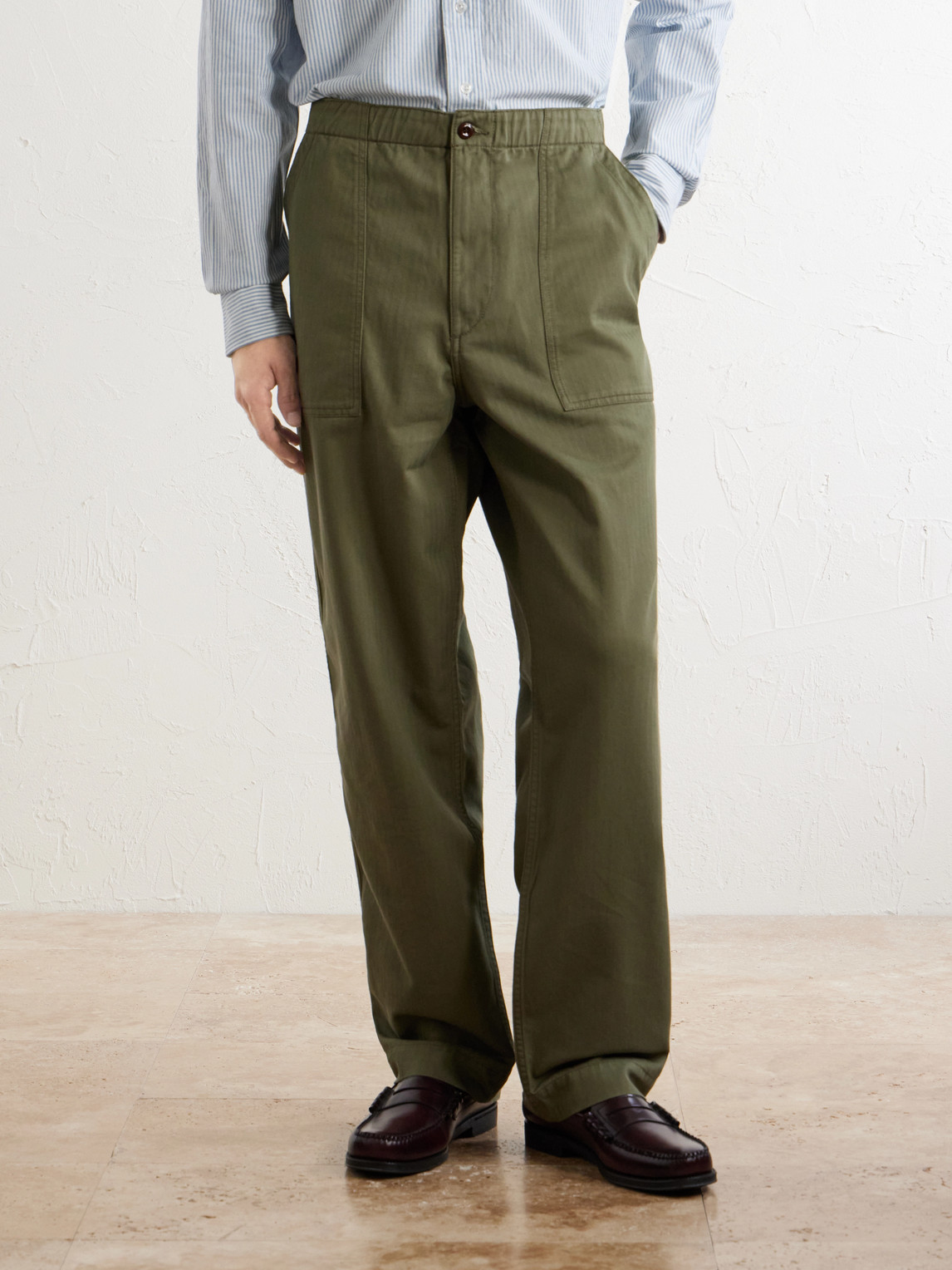 Straight-Leg Cotton-Blend Cargo Trousers