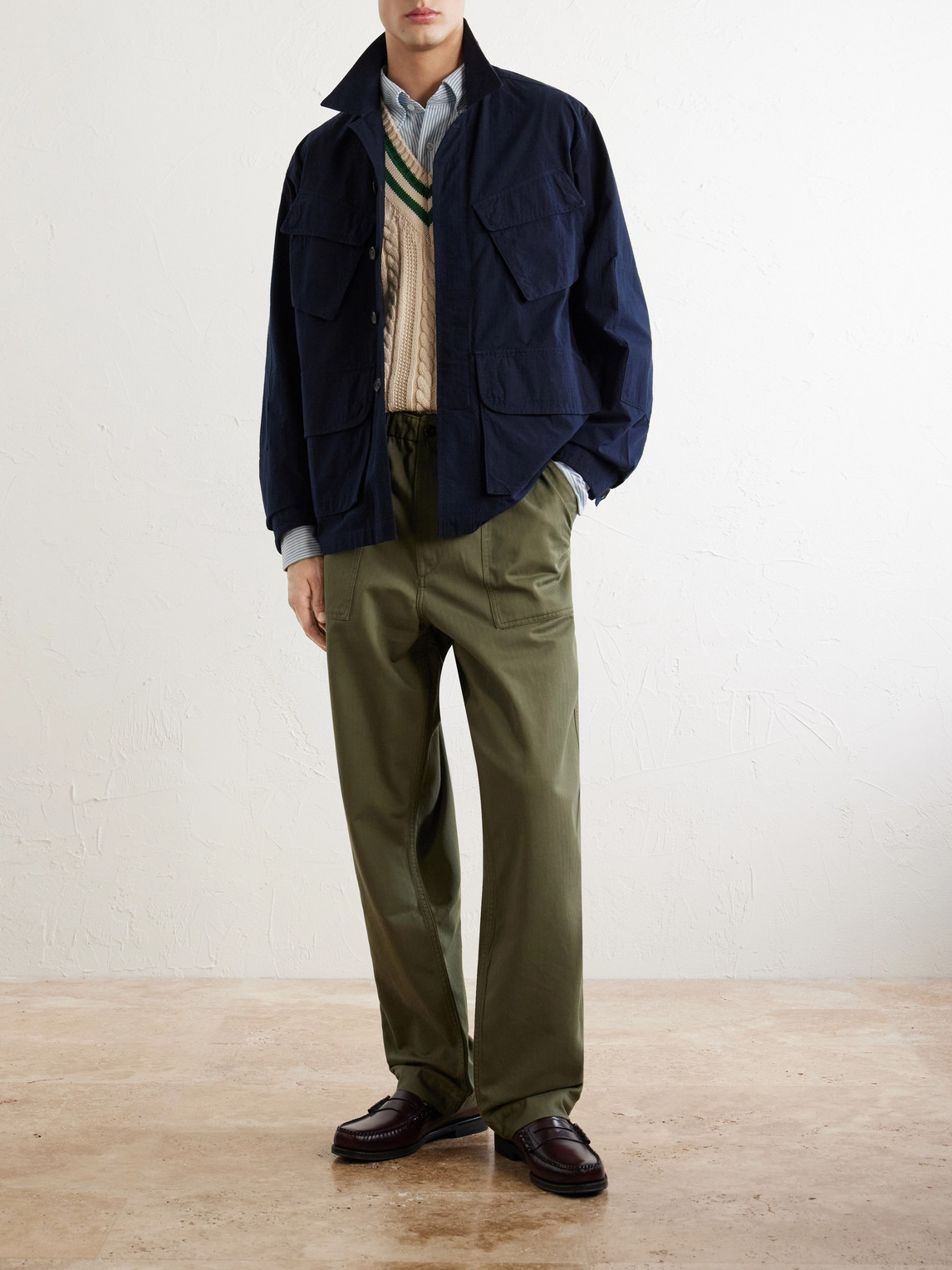 Straight-Leg Cotton-Blend Cargo Trousers