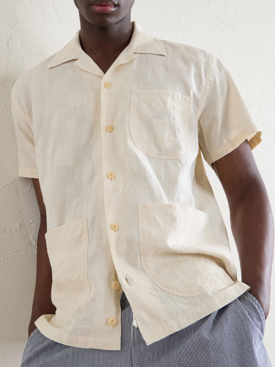 Drake's Camp-Collar Linen Shirt - Men | Thumbnail 6 Drake's Camp-Collar Linen Shirt - Men | Thumbnail 6