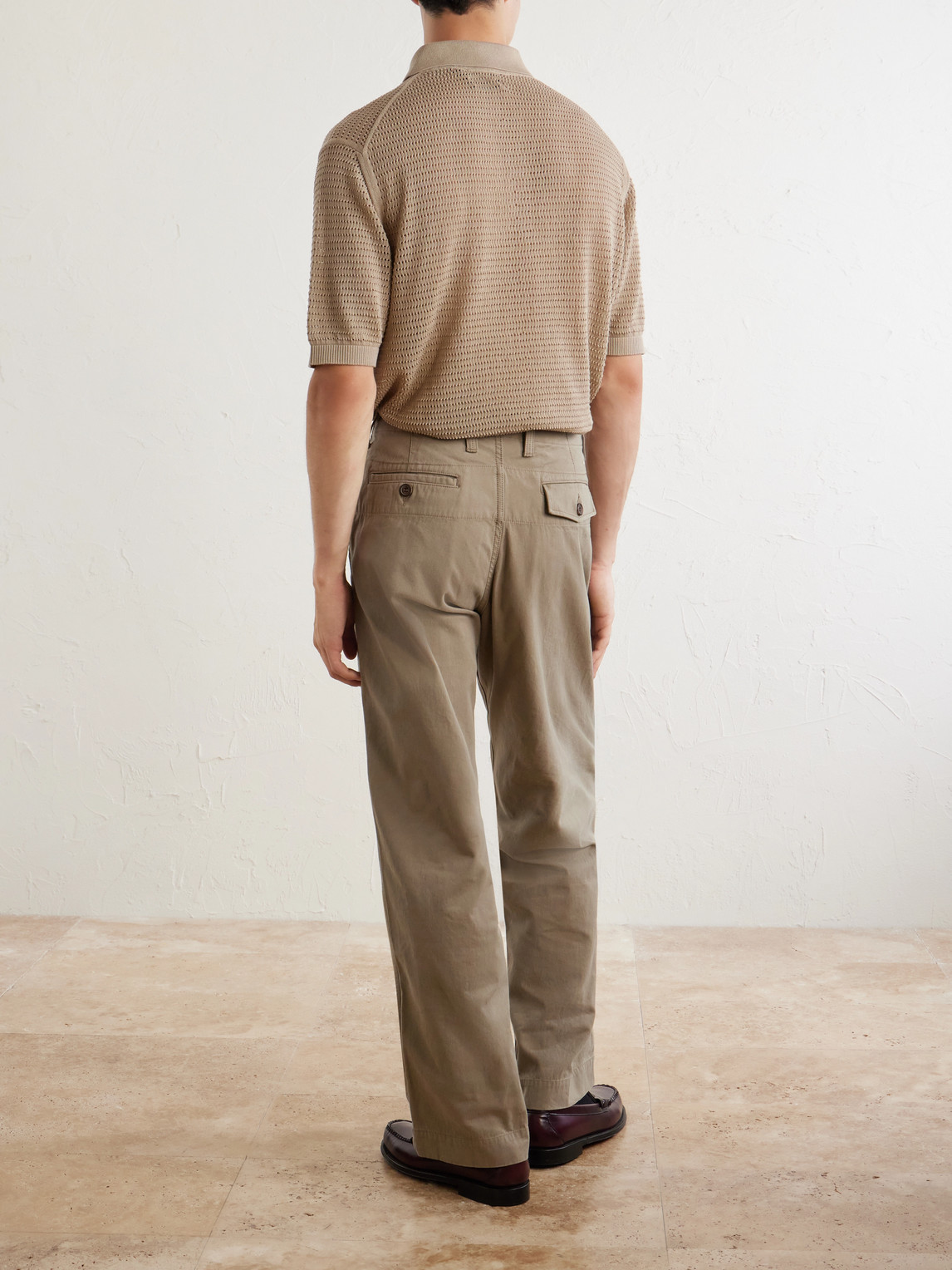 Wide-Leg Cotton-Twill Chinos