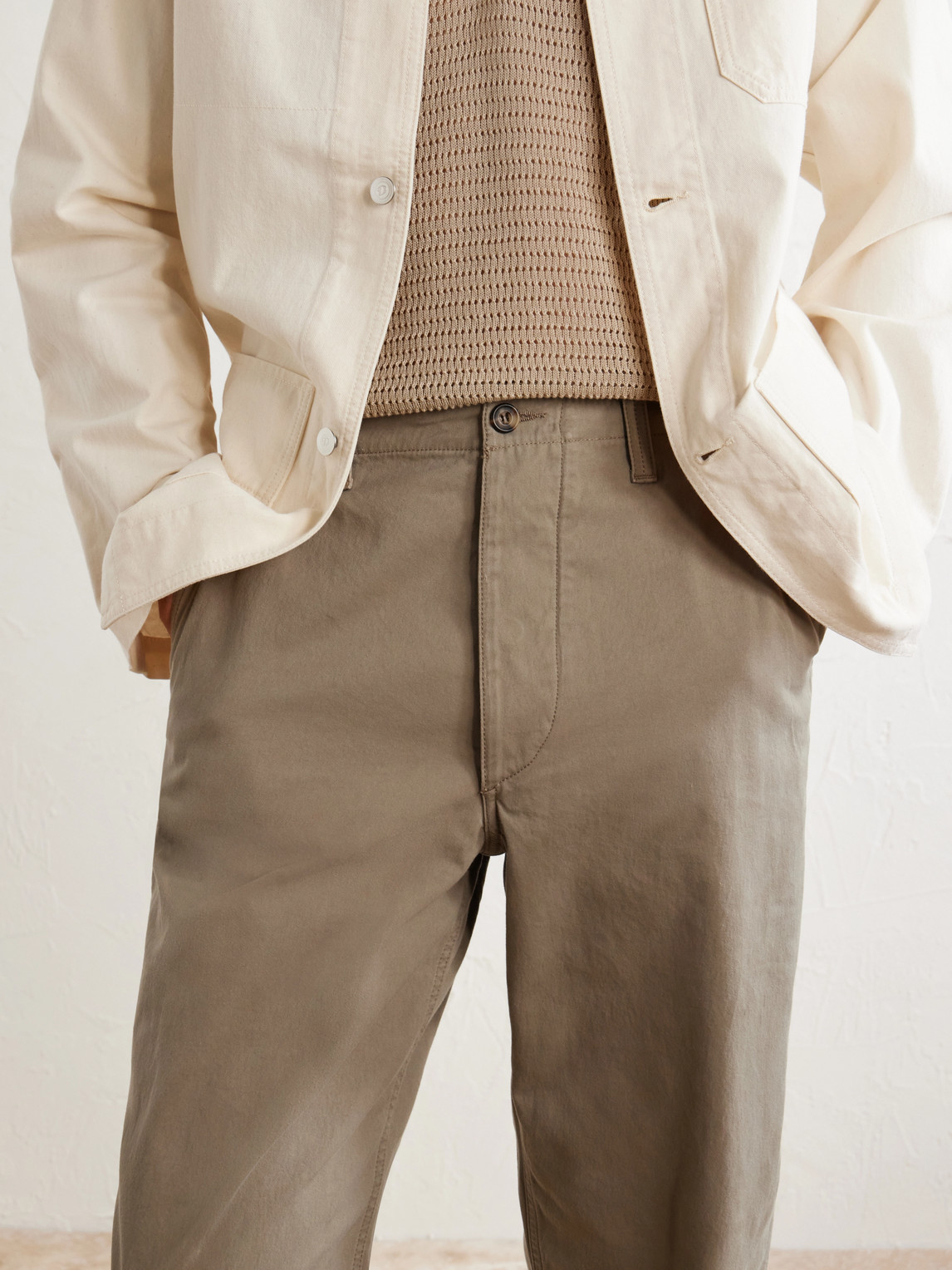 Wide-Leg Cotton-Twill Chinos