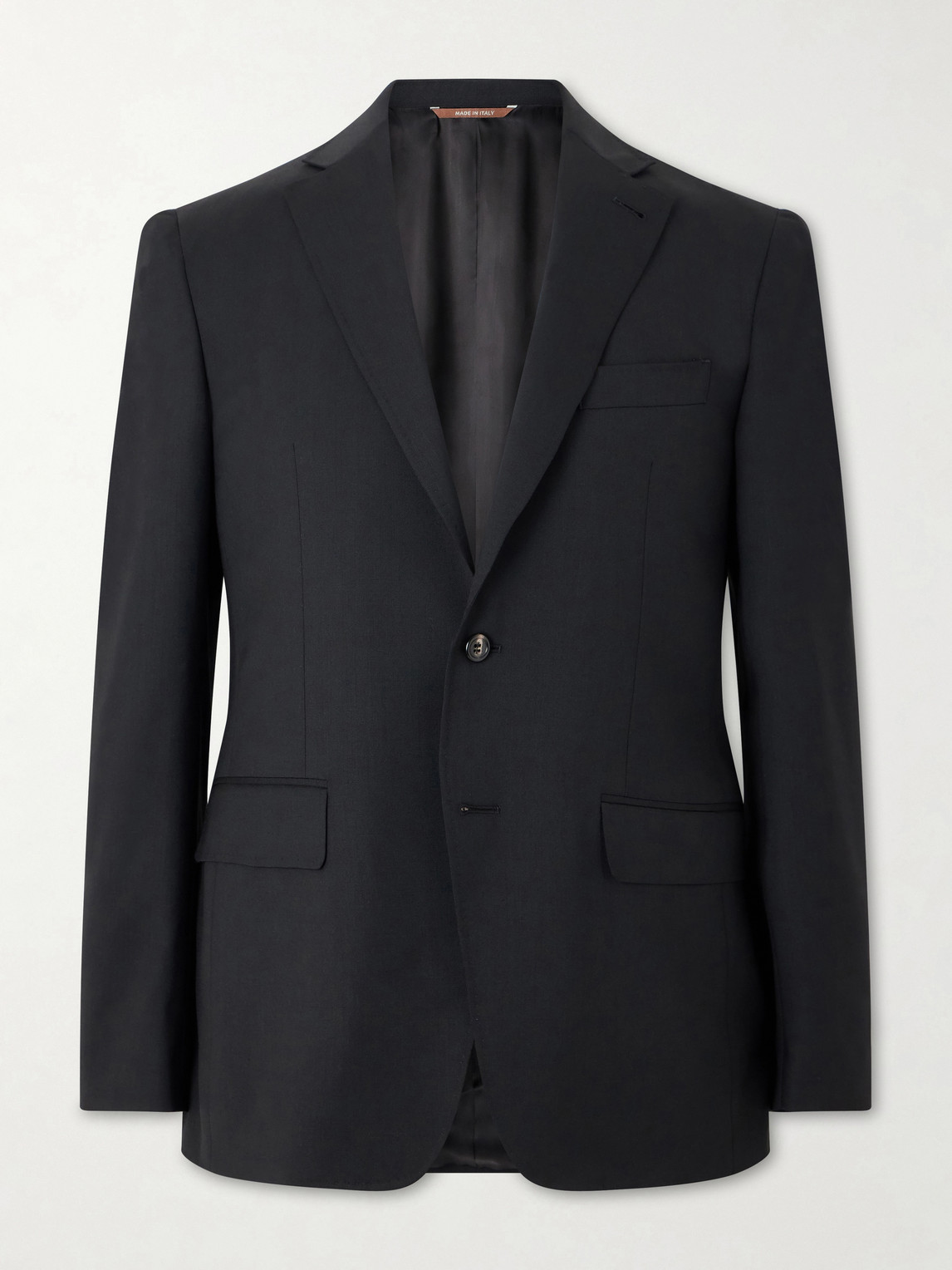 Canali Kei Wool-blend Twill Blazer In Black