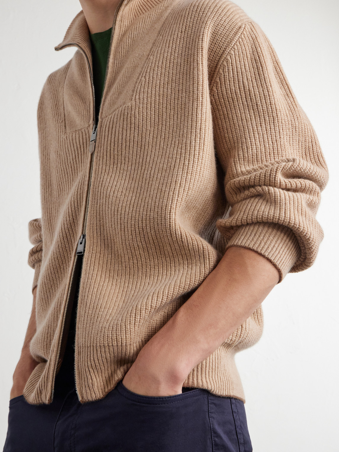 And Cashmere-Blend Zip-Up Sweater
