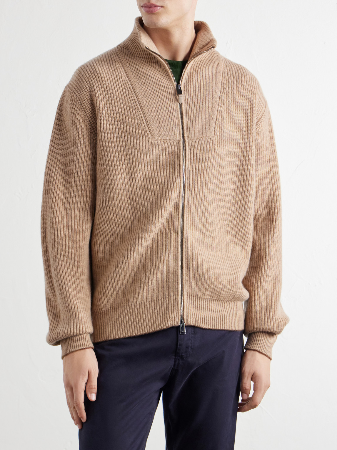 And Cashmere-Blend Zip-Up Sweater