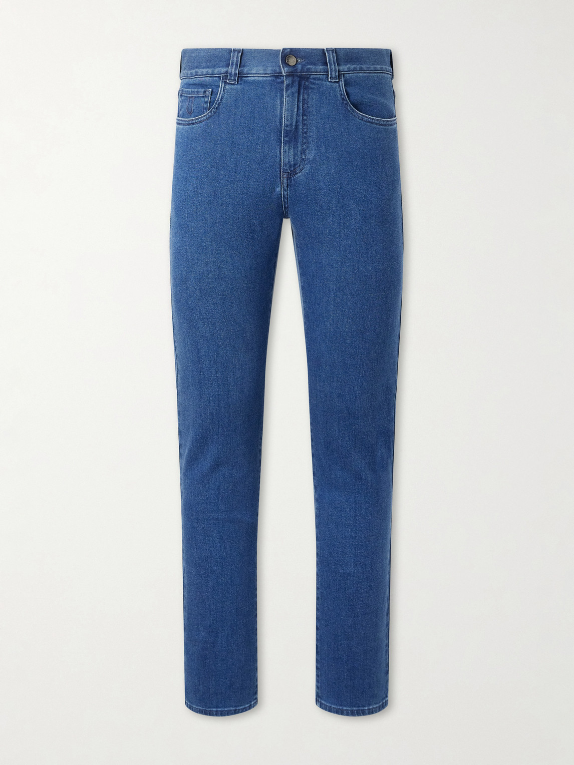 Canali Straight-leg Cotton And Cashmere-blend Jeans In Blue