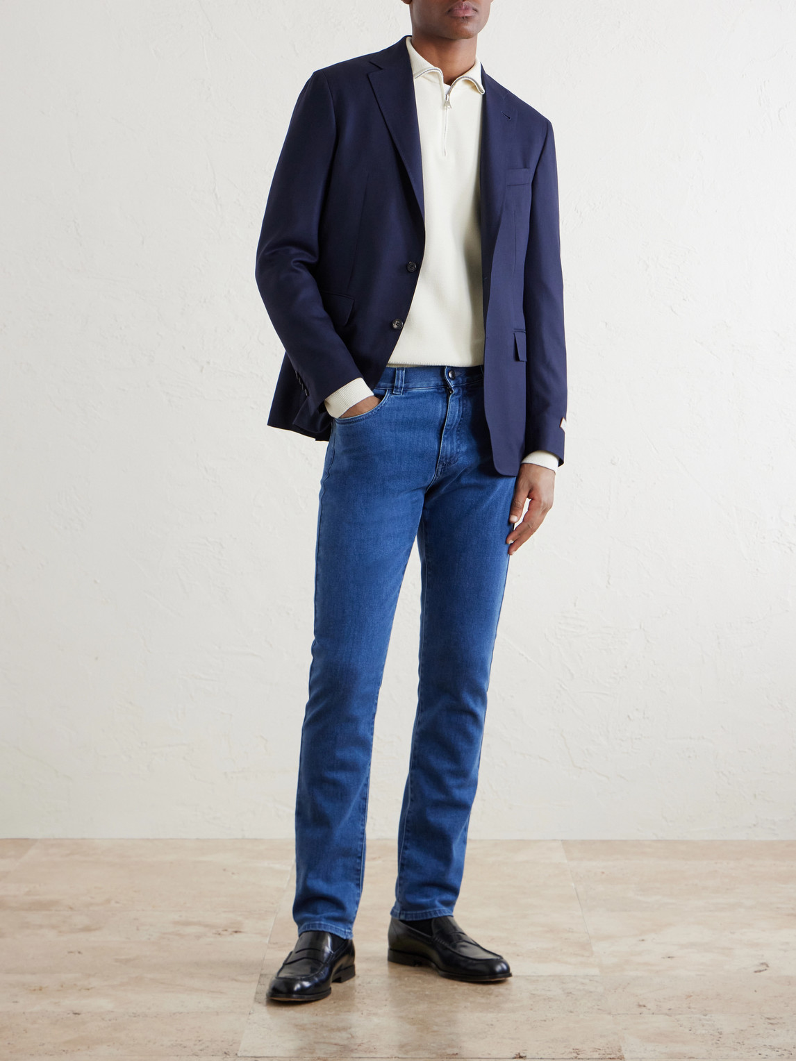 Straight-Leg Cotton And Cashmere-Blend Jeans