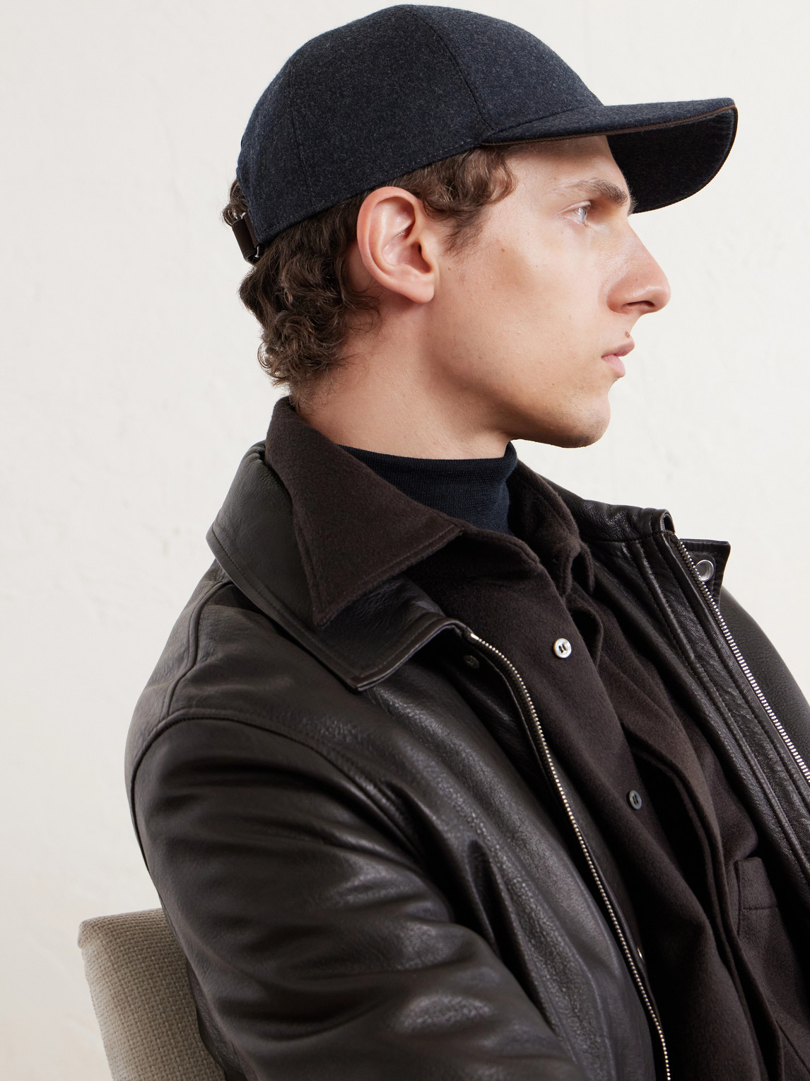 Canali Logo-appliquéd Wool Cap In Gray
