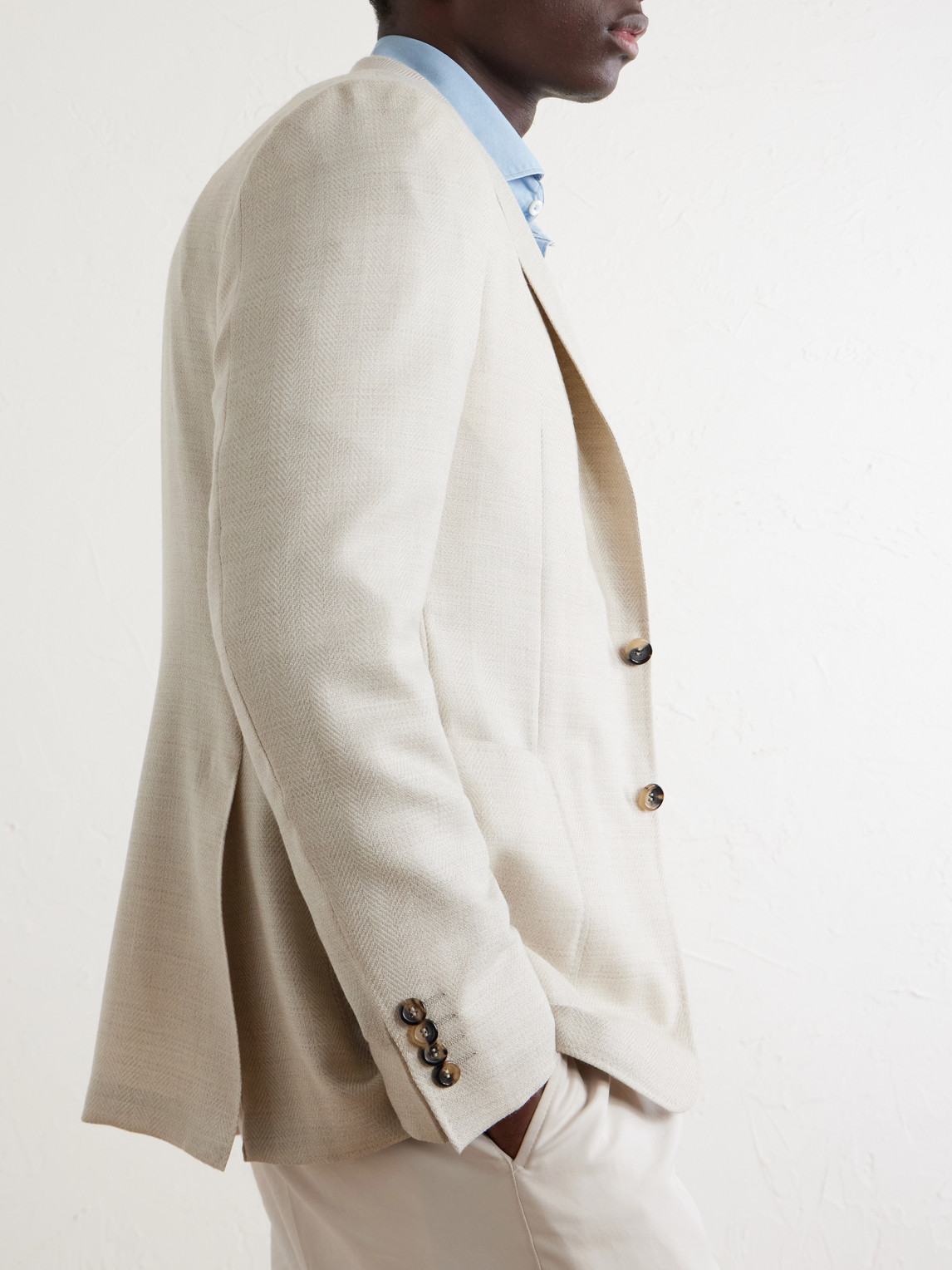 Kai Herringbone Wool, Linen And Silk-Blend Blazer