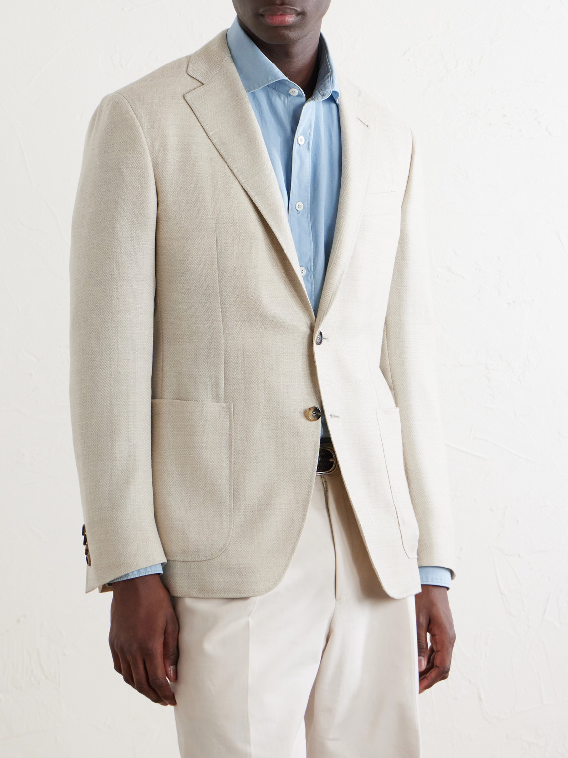 Kai Herringbone Wool, Linen And Silk-Blend Blazer