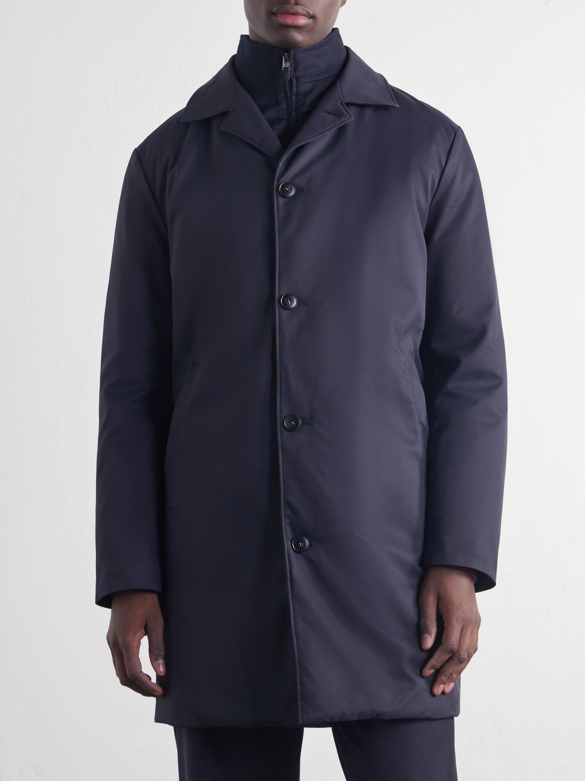 Wool-Trimmed Gabardine Hybrid Down Coat