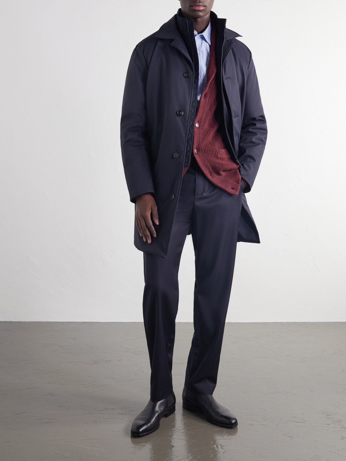 Wool-Trimmed Gabardine Hybrid Down Coat